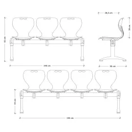 Ławka MATA 3-osobowa – plastikowa, trwała do poczekalni