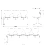 Ławka MATA 3-osobowa – plastikowa, trwała do poczekalni