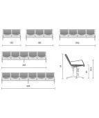 Metalowa Ławka 8000 2U 4L do Poczekalni Ergonomiczna