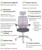 Krzesło biurowe 4U GS HD Grospol z siatkowym zagłówkiem