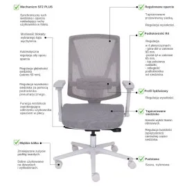 Nowoczesny fotel gabinetowy FUTURA 3S Plus Grey z regulacją 3D