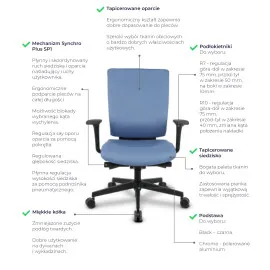 Nowoczesny fotel biurowy MaxPro BT z mechanizmem Synchro Plus