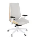 Fotel MOON Wood White Grospol – biały drewniany fotel biurowy