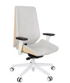 Fotel MOON Wood White Grospol – biały drewniany fotel biurowy