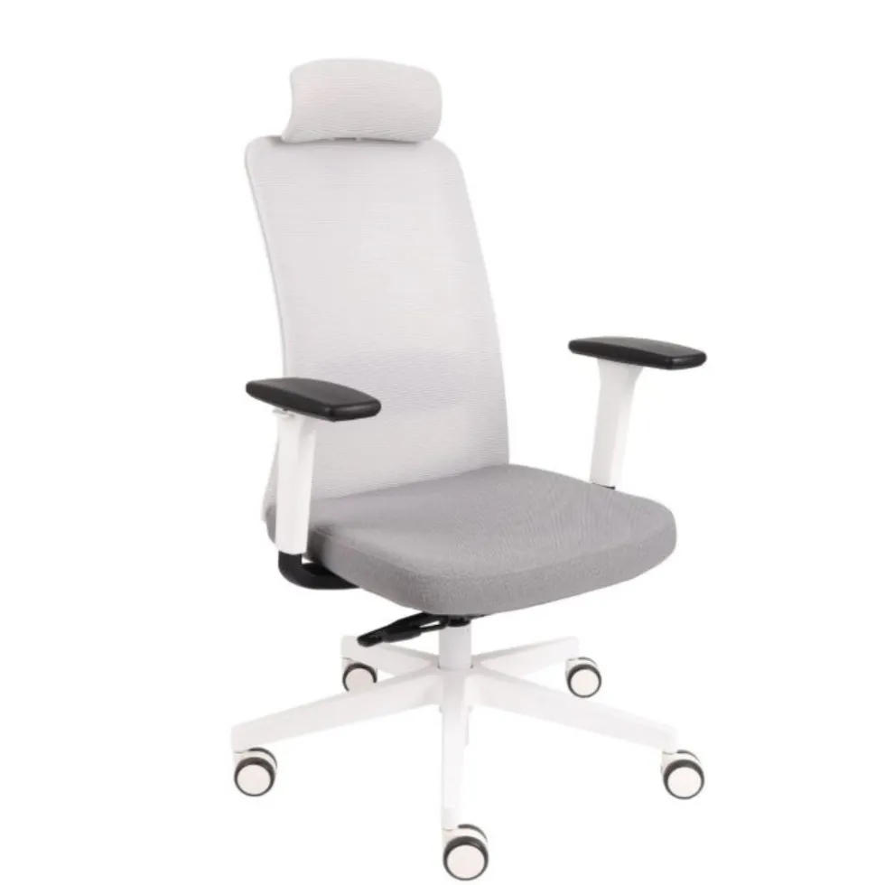 Fotel ergonomiczny NICO WS HD biały fotel z zagłówkiem Grospol