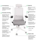 Fotel ergonomiczny NICO WS HD biały fotel z zagłówkiem Grospol