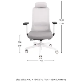 Fotel ergonomiczny NICO WS HD biały fotel z zagłówkiem Grospol