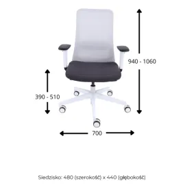 Fotel ergonomiczny NICO WS biały fotel z zagłówkiem Grospol