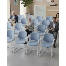 Krzesło ASPEN V WT ARM Grospol – białe krzesło konferencyjne na płozie