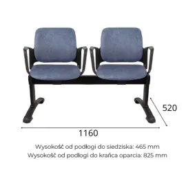 Ławka ASPEN-2 BT ARM nowoczesna ławka do poczekalni z podłokietnikami