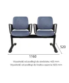 Ławka ASPEN-2 BT ARM nowoczesna ławka do poczekalni z podłokietnikami