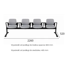 Ławka ASPEN-4 BT ARM nowoczesna ławka do poczekalni z podłokietnikami