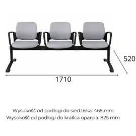 Ławka ASPEN-3 BT ARM nowoczesna ławka do poczekalni z podłokietnikami