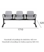 Ławka ASPEN-3 BT ARM nowoczesna ławka do poczekalni z podłokietnikami