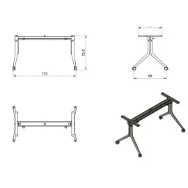 Biały czarny stelaż składany CARL na kółkach Unique