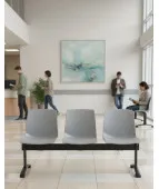 Ławka ARI-3 nowoczesna ławka do poczekalni z metalową ramą