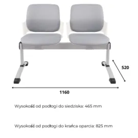 Ławka ASPEN-2 WT Grospol biała ławka do poczekalni