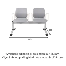 Ławka ASPEN-2 WT ARM Grospol biała ławka do poczekalni