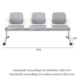 Ławka ASPEN-3 WT ARM Grospol biała ławka do poczekalni do przychodni