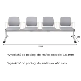 Ławka ASPEN-4 WT ARM Grospol biała ławka do poczekalni z podłokietnikami
