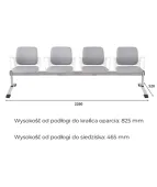 Ławka ASPEN-4 WT ARM Grospol biała ławka do poczekalni z podłokietnikami