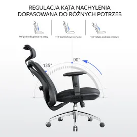 Fotel ergonomiczny ANGEL biurowy obrotowy eurOpa plus z podnóżkiem