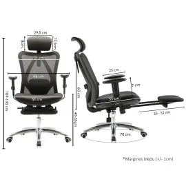 Fotel ergonomiczny ANGEL biurowy obrotowy eurOpa plus z podnóżkiem