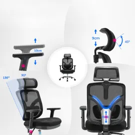 Fotel biurowy ANGEL Jokasta czarny – ergonomiczny z zagłówkiem