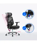 Fotel biurowy ANGEL Jokasta czarny – ergonomiczny z zagłówkiem