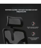 Fotel biurowy ANGEL Jokasta czarny – ergonomiczny z zagłówkiem