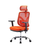 Krzesło biurowe ANGEL Jokasta pomarańczowa – fotel ergonomiczny siatkowy