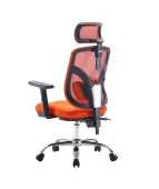 Krzesło biurowe ANGEL Jokasta pomarańczowa – fotel ergonomiczny siatkowy