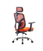 Krzesło biurowe ANGEL Jokasta pomarańczowa – fotel ergonomiczny siatkowy