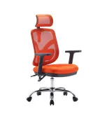 Krzesło biurowe ANGEL Jokasta pomarańczowa – fotel ergonomiczny siatkowy