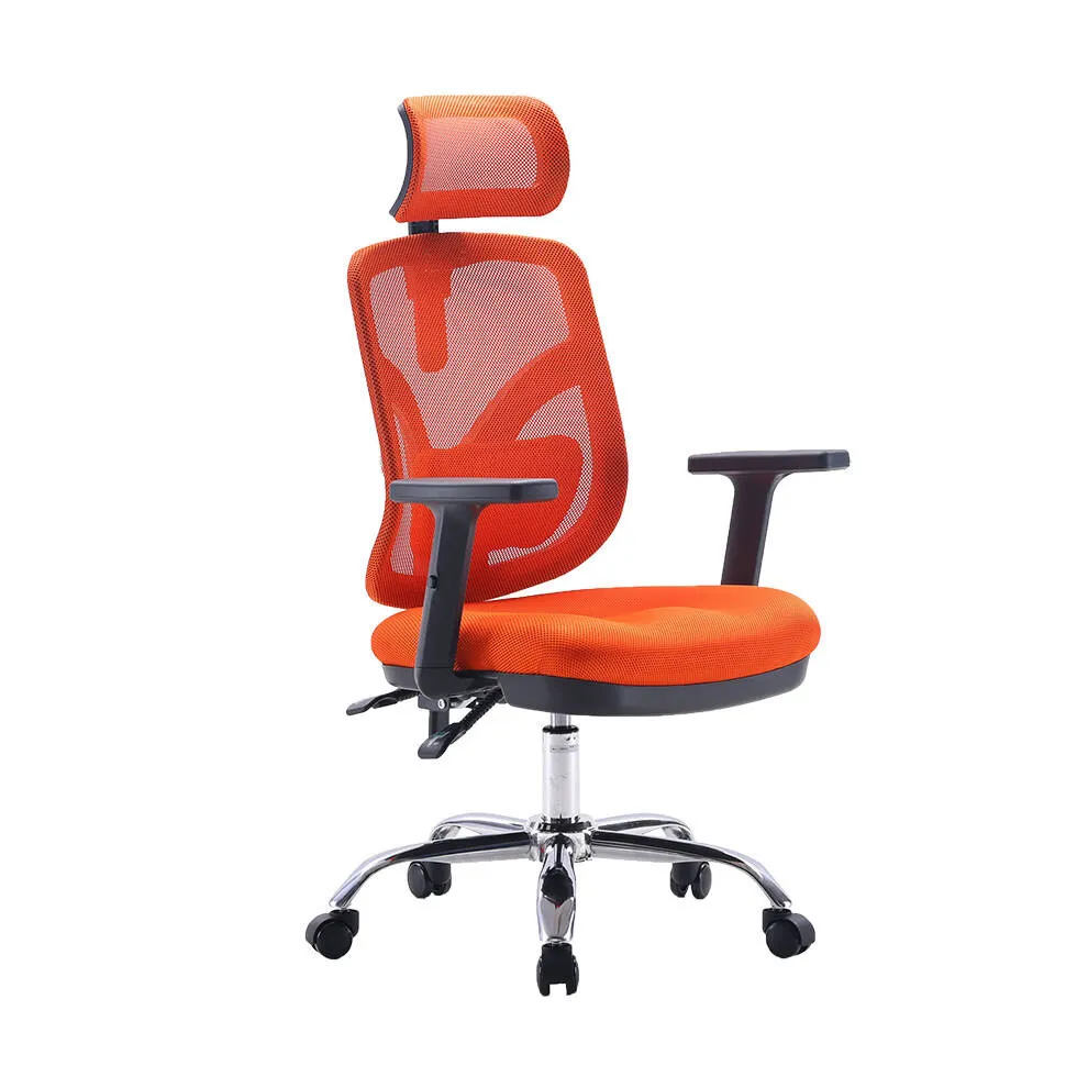 Krzesło biurowe ANGEL Jokasta pomarańczowa – fotel ergonomiczny siatkowy