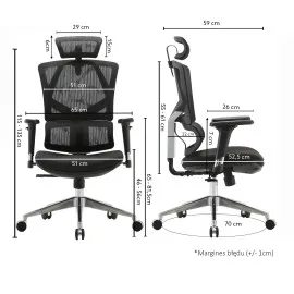 Fotel ergonomiczny ANGEL Dakota 2.0 grafitowy – fotel z zagłówkiem 3D
