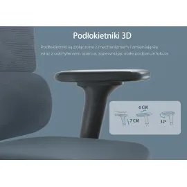 Fotel ergonomiczny ANGEL Dakota 2.0 grafitowy – fotel z zagłówkiem 3D