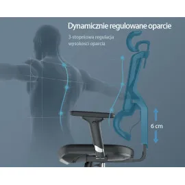Fotel ergonomiczny ANGEL Dakota 2.0 grafitowy – fotel z zagłówkiem 3D
