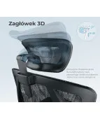 Fotel ergonomiczny ANGEL Dakota 2.0 grafitowy – fotel z zagłówkiem 3D