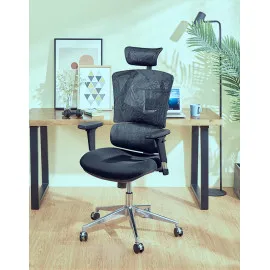 Fotel ergonomiczny ANGEL Dakota 2.0 grafitowy – fotel z zagłówkiem 3D