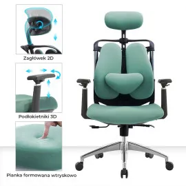 Fotel ergonomiczny biurowy ANGEL SteliO zielony – fotel tapicerowany