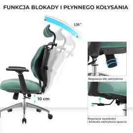 Fotel ergonomiczny biurowy ANGEL SteliO zielony – fotel tapicerowany
