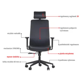 Ergonomiczne krzesło biurowe WISTER PU eko-skóra Stema